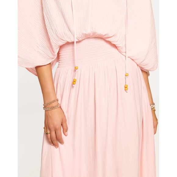 Ramy Brook Harmonie Dress Candy Pink Elegant Midi Pleated Batwing Sleeve size S - Picture 3 of 11
